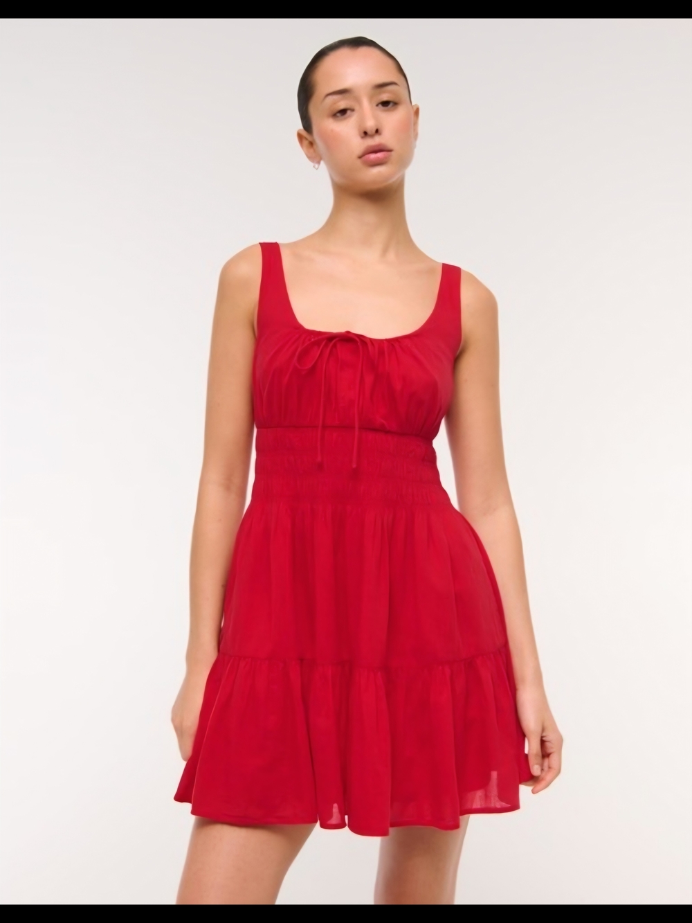 Abercrombie & Fitch Red Tie-Front Smocked Mini Dress